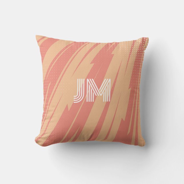 Pink and orange abstract retro design cushion (Front)