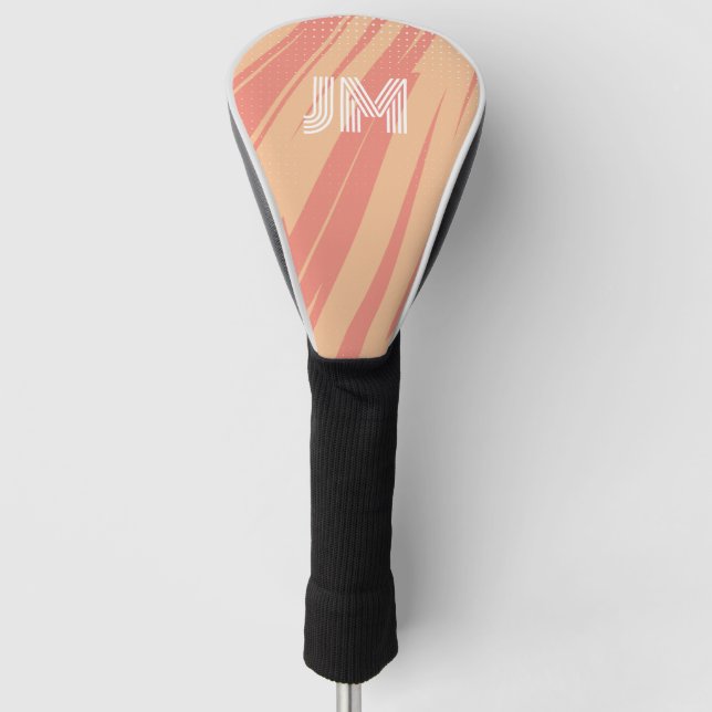 Pink and orange abstract retro design golf head cover (Front)