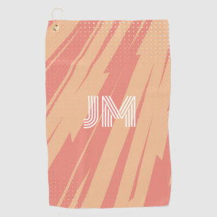 Pink and orange abstract retro design golf towel