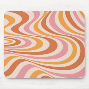 Pink and orange abstract swirl design mouse mat