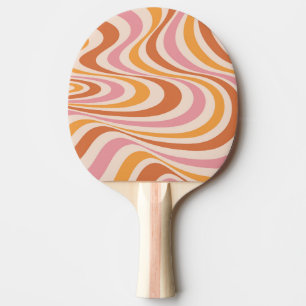 Pink and orange abstract swirl design ping pong paddle