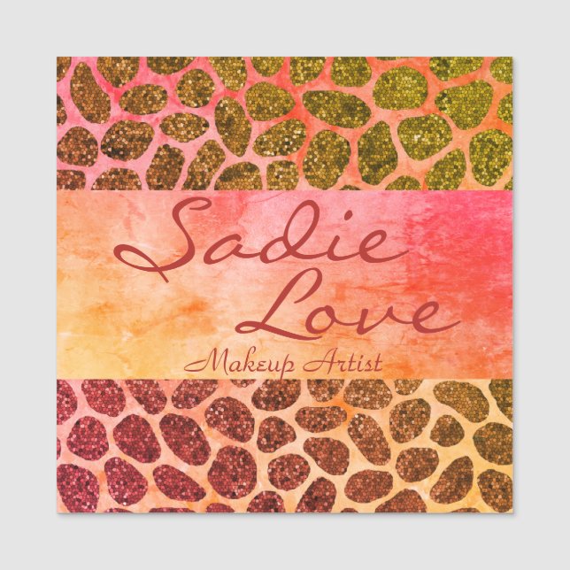 Pink and Orange Animal Print Name Tag (Front)