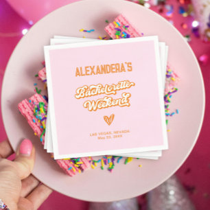 Pink and Orange Beach Bachelorette Party  Napkin