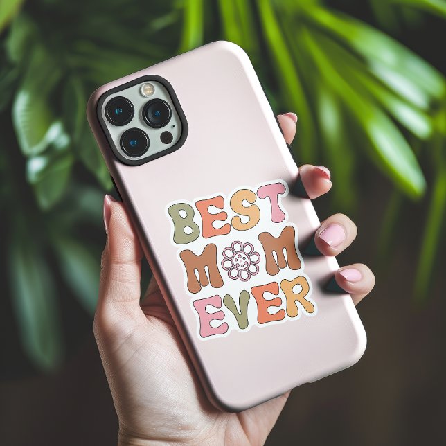 Pink and Orange Best Mum Ever Vinyl Sticker (Creator Uploaded)