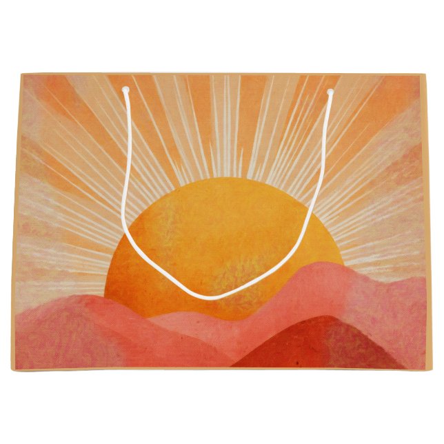 Pink and Orange Boho Sunrise Large Gift Bag (Front)