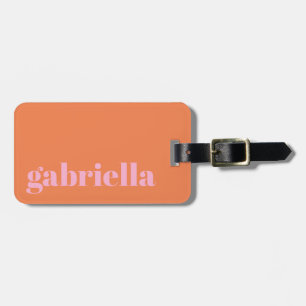Pink and Orange Bold Typography Personalised Name  Luggage Tag