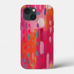 Pink and Orange Brush Marks Abstract  iPhone 13 Mini Case
