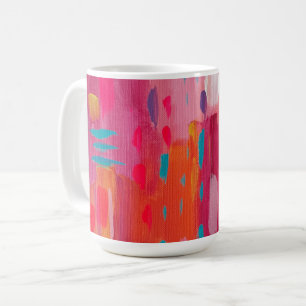 Pink and Orange Brush Marks Abstract  Coffee Mug