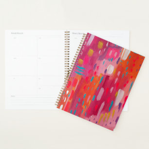 Pink and Orange Brush Marks Abstract  Planner