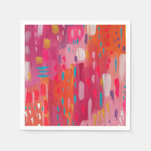 Pink and Orange Brush Marks  Napkin