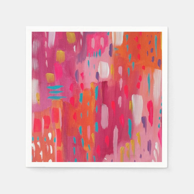Pink and Orange Brush Marks  Napkin (Front)