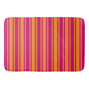 Pink and orange candy stripes bath mat