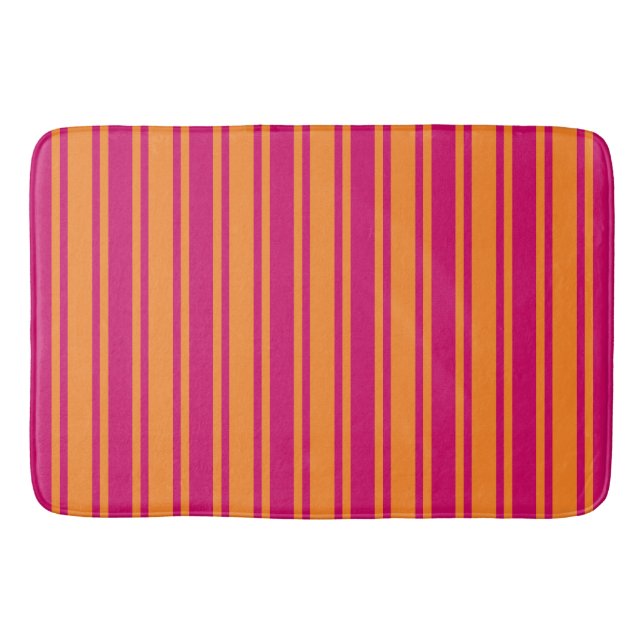 Pink and orange candy stripes bath mat (Front)