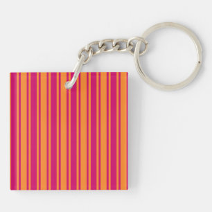 Pink and orange candy stripes key ring