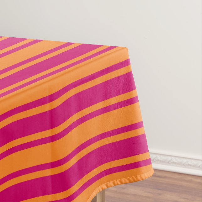 Pink and orange candy stripes tablecloth (In Situ)