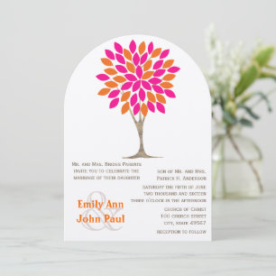 Pink and Orange Chrysanthemum Fairytale Forest Invitation