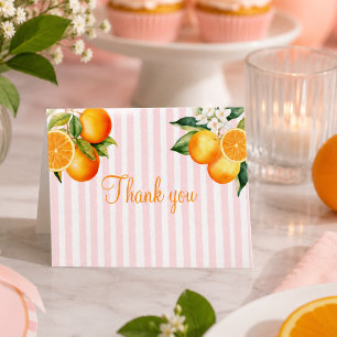 Pink and Orange Citrus Baby Shower Thank You Card