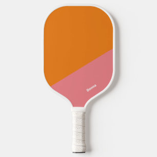 Pink And Orange Color Block With Name Pickleball Paddle