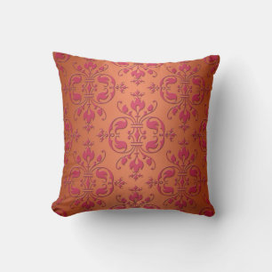 Pink and Orange Damask Cushion