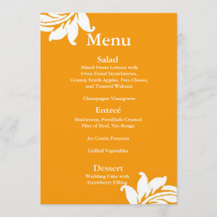 Pink and Orange Damask Wedding Menu