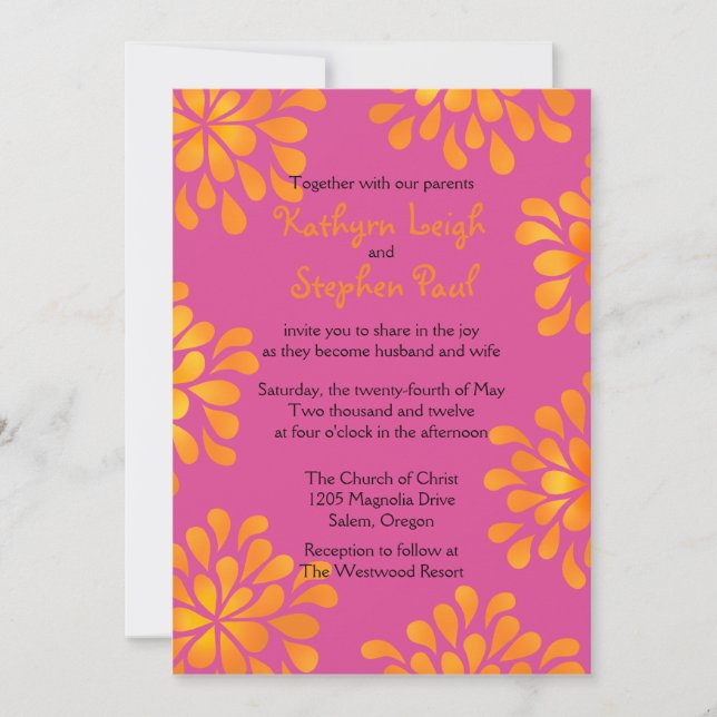 Pink and Orange delights- wedding invitation (Front)