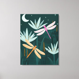 Pink and Orange Dragonflies Wall Art - Canvas