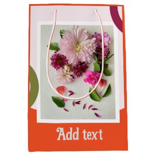 Pink and Orange Floral Art Medium Gift Bag