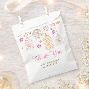 Pink and Orange Floral Bird Cages Bridal Shower Favour Bags