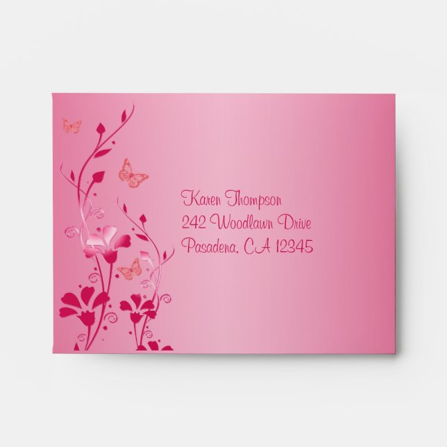Pink and Orange Floral Envelope for Reply Card (Front)