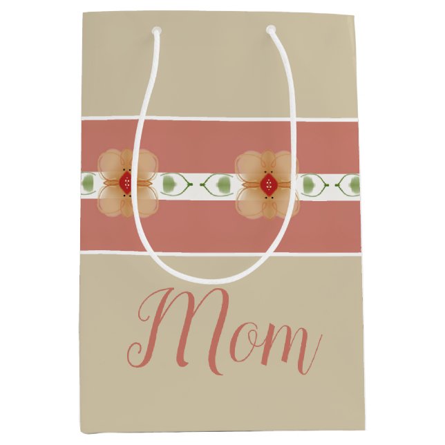 Pink And Orange Floral Medium Gift Bag (Front)