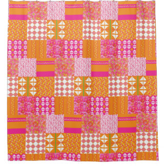 Pink and orange floral patchwork Shower Curtain