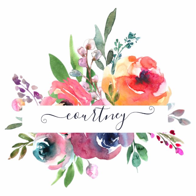 Pink and orange floral personalised magnet photo sculpture magnet (Front)