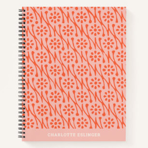 Pink and Orange Floral Personalised Name Writing Notebook