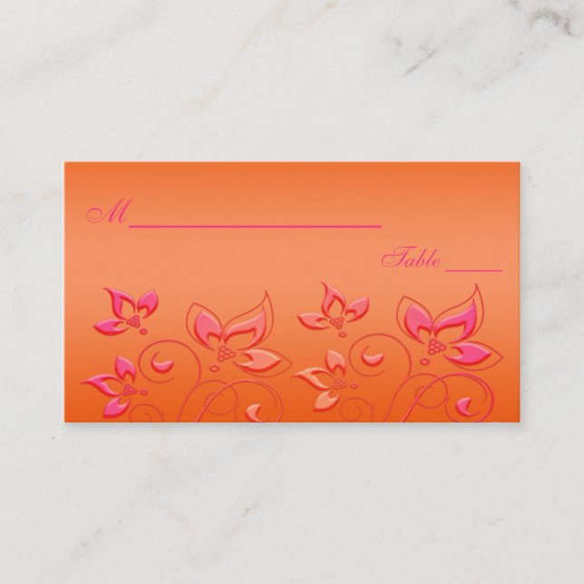 Pink and Orange Floral Placecards (Front)