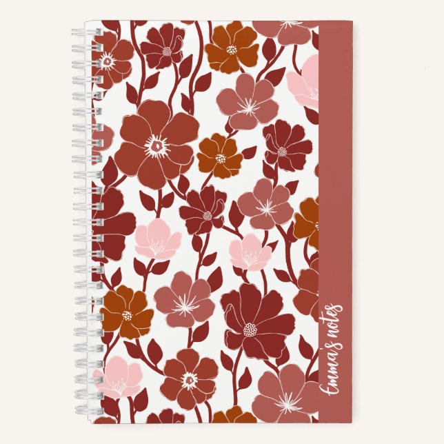 Pink and orange floral spiral notebook | journal (Front)
