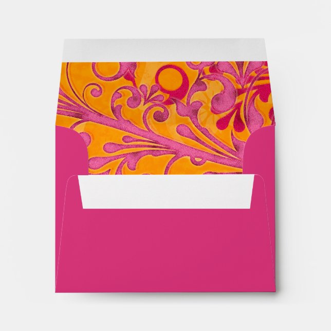 Pink and Orange Floral Wedding A-2 Envelopes (Back (Bottom))
