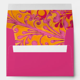 Pink and Orange Floral Wedding A-7 Envelopes