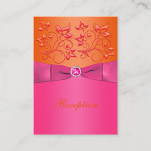 Pink and Orange Floral Wedding Enclosure Card