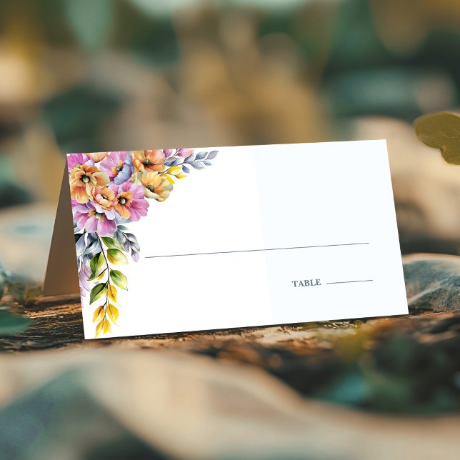 Pink and Orange Floral Wedding Place Card (Creator Uploaded)