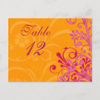 Pink and Orange Floral Wedding Table Cards
