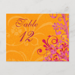 Pink and Orange Floral Wedding Table Cards