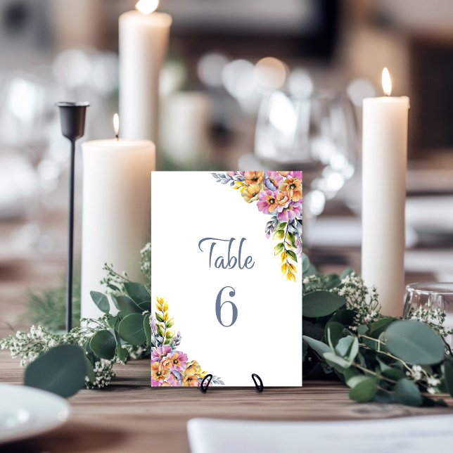 Pink and Orange Floral Wedding Table Number (Creator Uploaded)