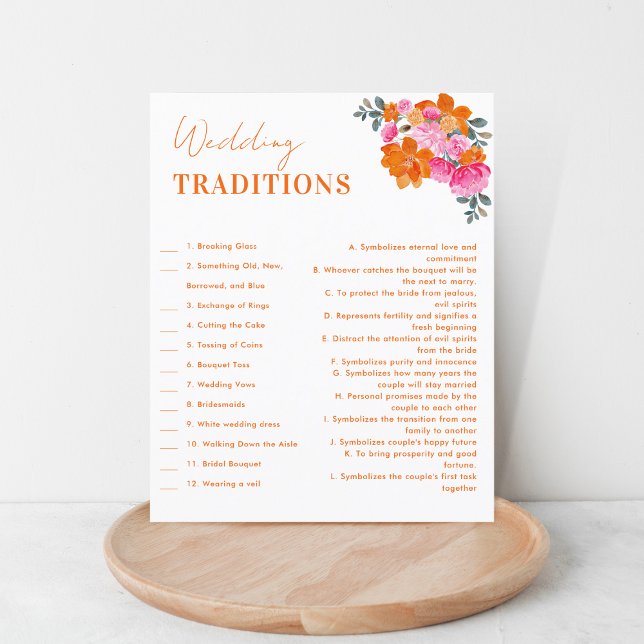Pink and Orange Floral Wedding Traditions Game (Creator Uploaded)