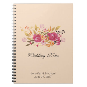 Pink and Orange Flower Bouquet on Peach Background Notebook