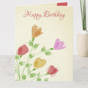 Pink And Orange Flowered Card