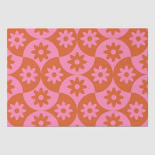 Pink and Orange Flowers on Mid Century Scallop Tissue Paper