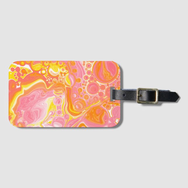 Pink and Orange Fluid Art Luggage Tag (Front Horizontal)