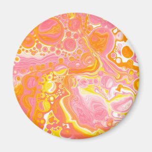 Pink and Orange Fluid Art  Magnet