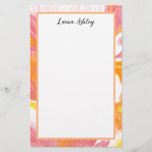 Pink and Orange Fluid Art Personalised  Stationery