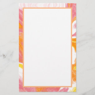 Pink and Orange Fluid Art Stationery